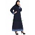 A line casual abaya- Navy blue with small check prints A line casual abaya- Navy blue with small check prints